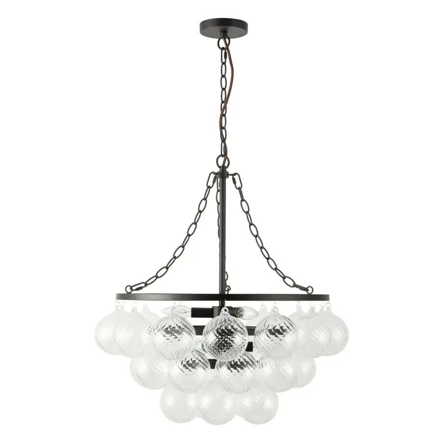 Faye 24-Inch Chandelier in Matte Black with Smoked Glass - Image 17