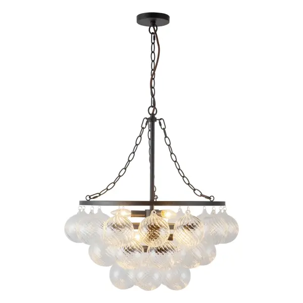 Faye 24-Inch Chandelier in Matte Black with Smoked Glass - Image 18