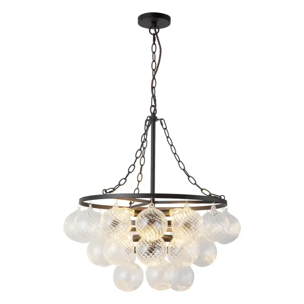 Faye 24-Inch Chandelier in Matte Black with Smoked Glass - Image 3