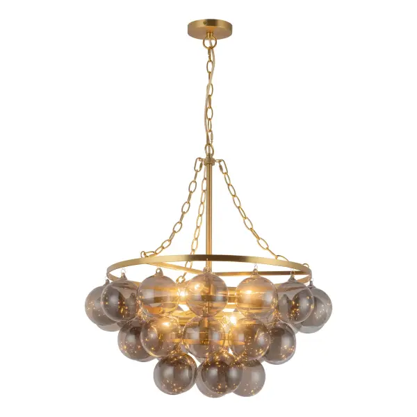 Faye 24-Inch Chandelier in Matte Black with Smoked Glass - Image 5