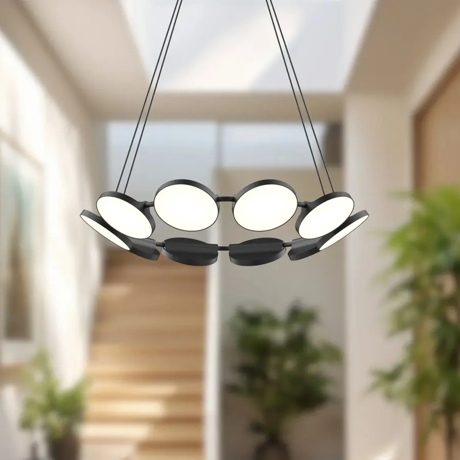 Sculptural Modern Chandelier with Adjustable Geometric Disks - Image 5