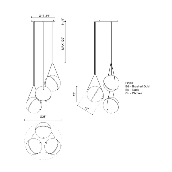 Aries 28" Chandelier in Matte Black - Image 9