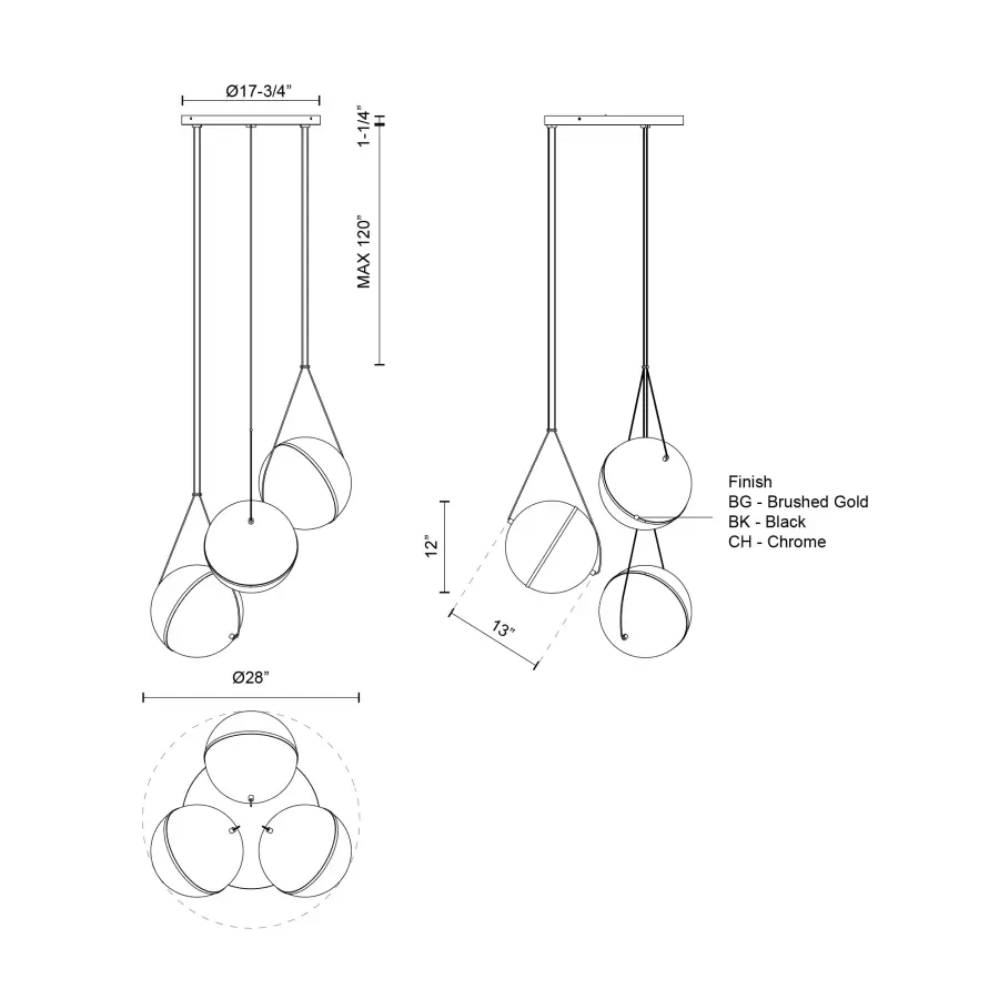 Aries 28" Chandelier in Matte Black - Image 9