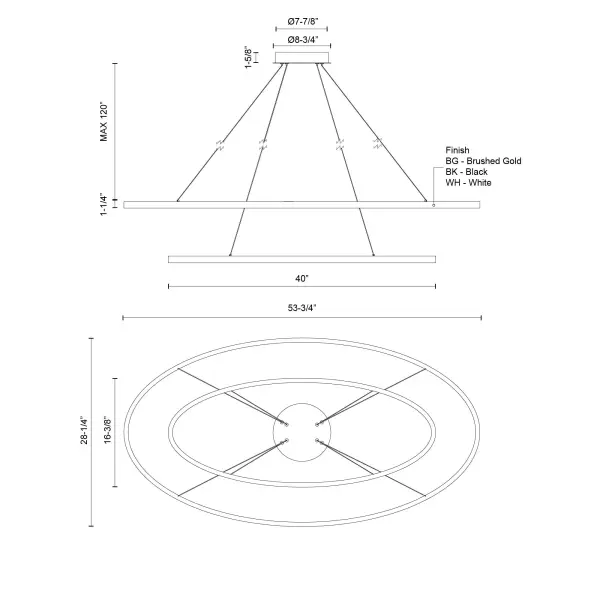 Ovale 53-Inch 2-Layer Chandelier in Brushed Gold - Image 17