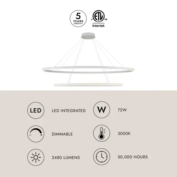 Ovale 53-Inch 2-Layer Chandelier in Brushed Gold - Image 18