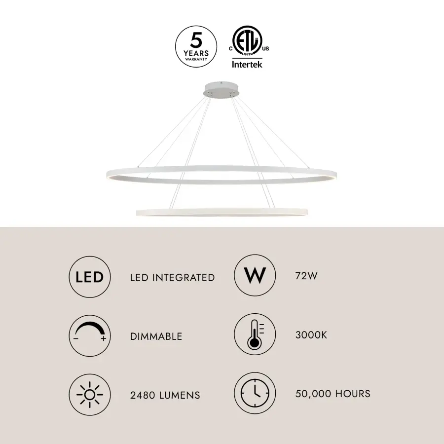 Ovale 53-Inch 2-Layer Chandelier in Brushed Gold - Image 18
