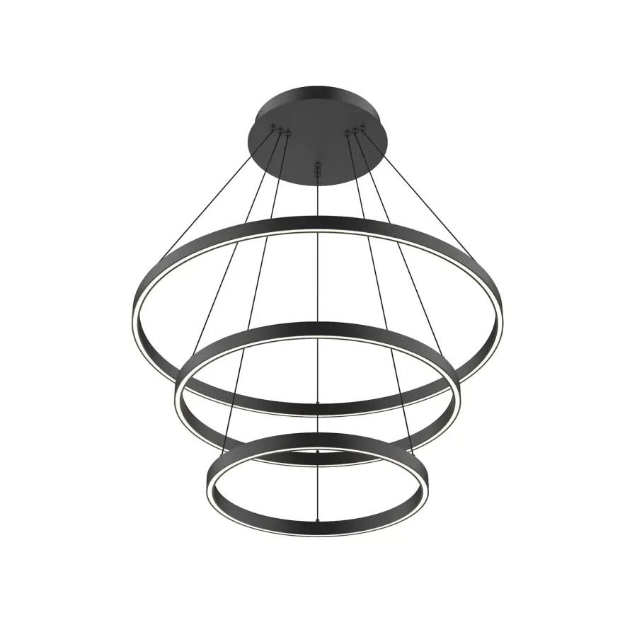 Striking Three-Tier Modern Chandelier with Warm Ambient Lighting - Image 1