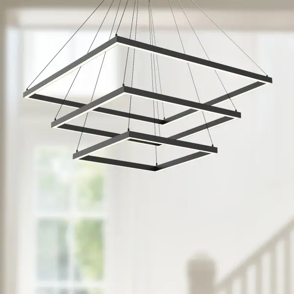 Piazza 32" 3-Layer Chandelier in Brushed Gold - Image 3