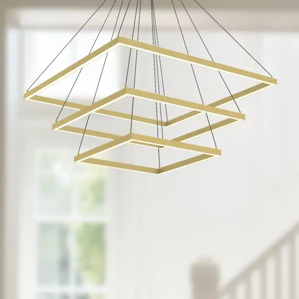 Piazza 32" 3-Layer Chandelier in Brushed Gold - Image 4