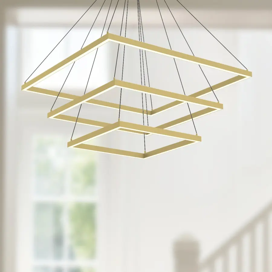 Piazza 32" 3-Layer Chandelier in Brushed Gold - Image 4