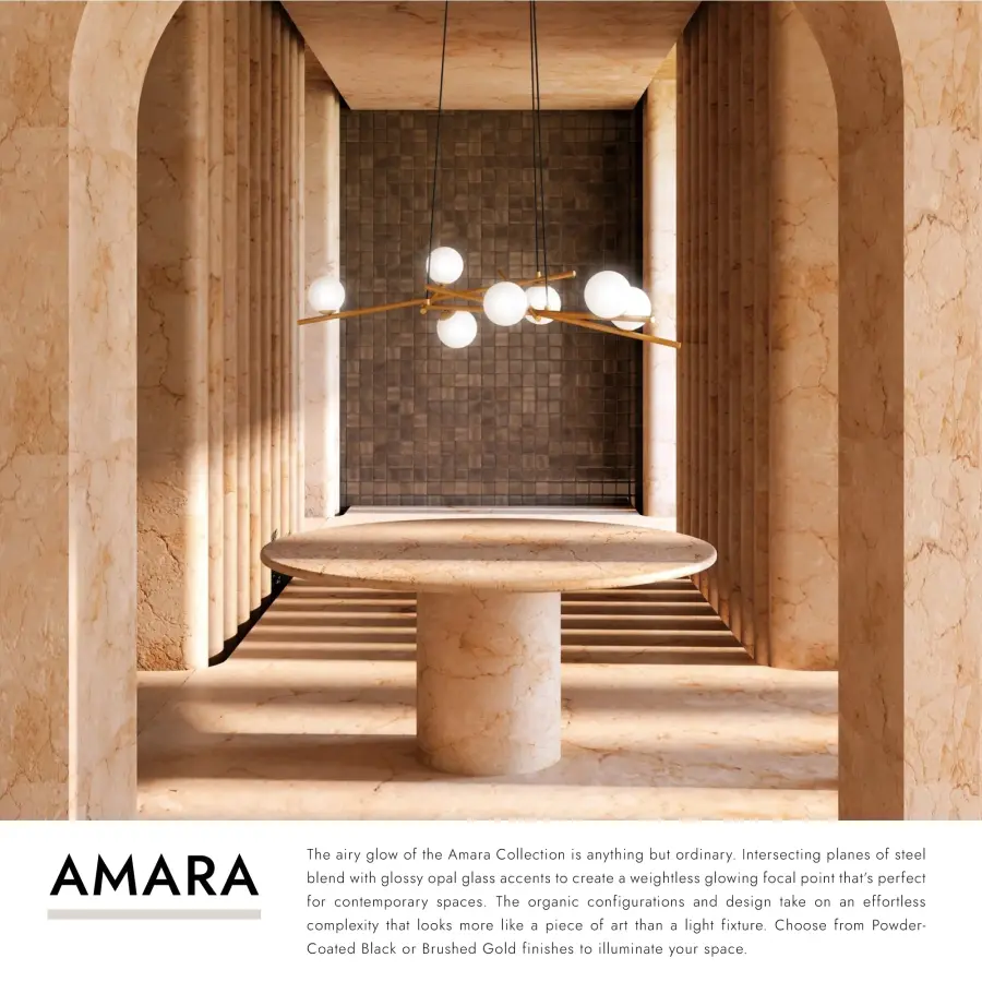 Amara 54-Inch Chandelier in Matte Black with Gold Opal Glass - Image 11