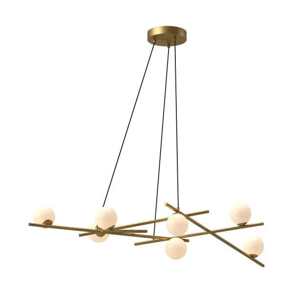 Amara 54-Inch Chandelier in Matte Black with Gold Opal Glass - Image 6