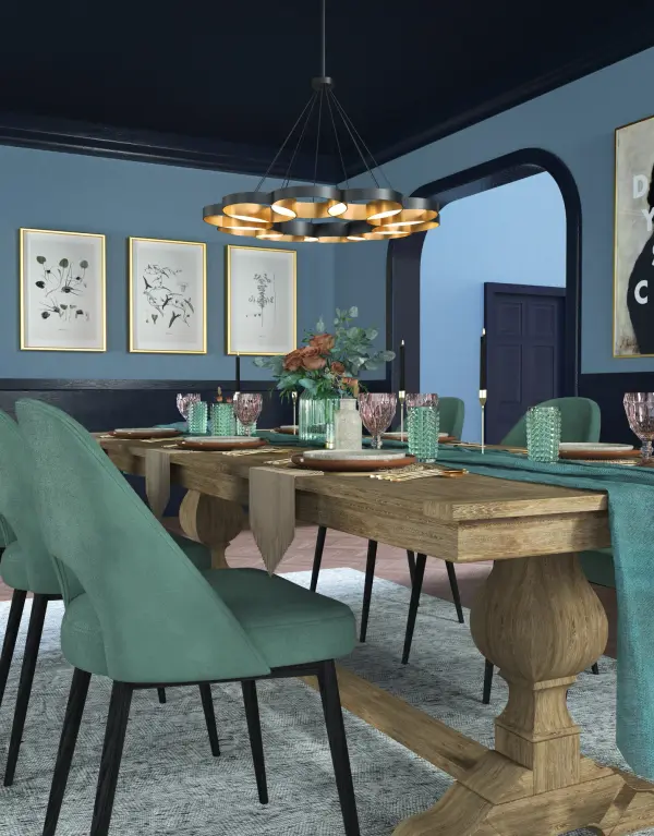 The Maestro chandelier transforms lighting into art with its synchronized metal rings that create jewel-like illumination. This 33-inch statement piece features integrated LED technology and offers visual interest from every angle. - alternate view