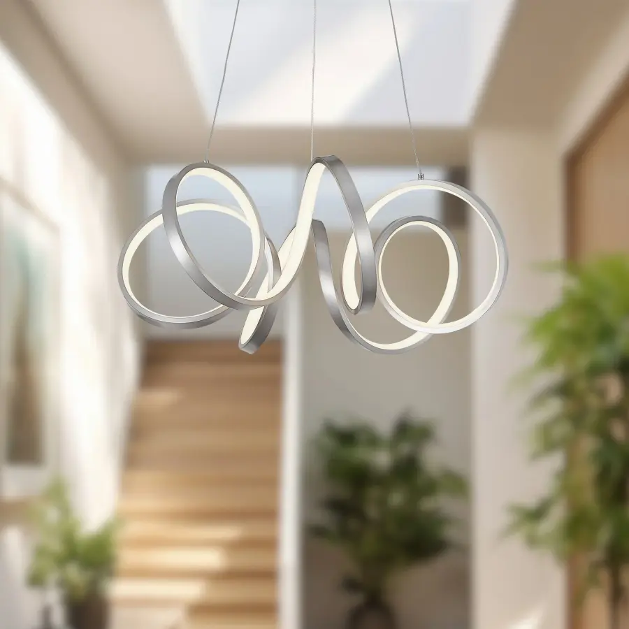 Sculptural Modern Chandelier with Continuous LED Design - Image 4