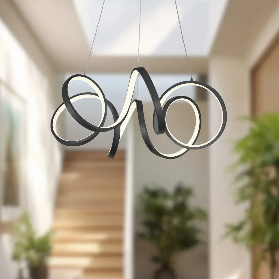 Sculptural Modern Chandelier with Continuous LED Design - Image 5