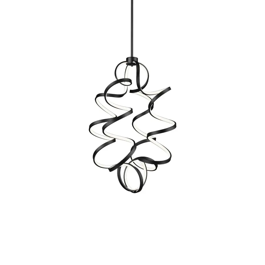 Sculptural LED Ring Chandelier with Continuous Helical Design - Image 1