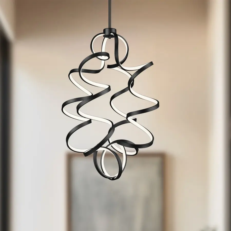 Sculptural LED Ring Chandelier with Continuous Helical Design - Image 2