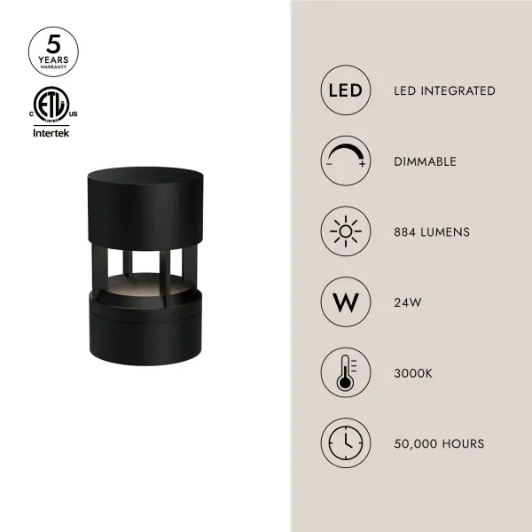 Novato 10" Exterior Bollard in Matte Black - Image 3