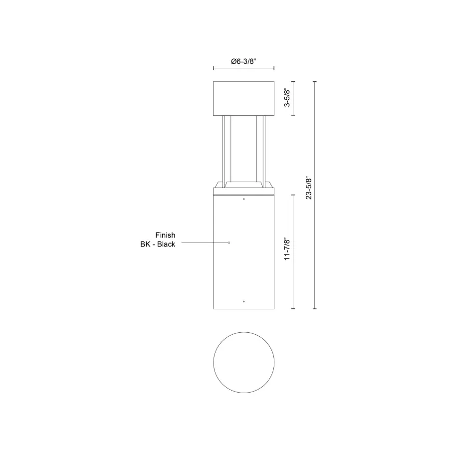 Novato 24" Exterior LED Bollard in Matte Black - Image 3