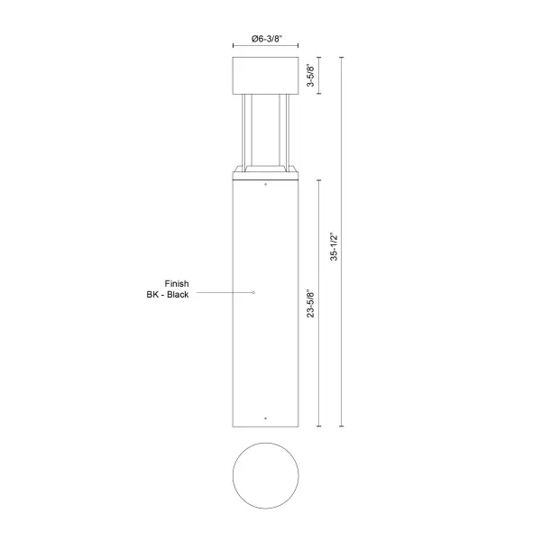 Novato 36" Exterior Bollard in Matte Black - Image 4