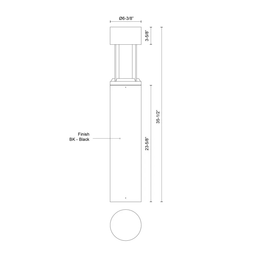 Novato 36" Exterior Bollard in Matte Black - Image 4