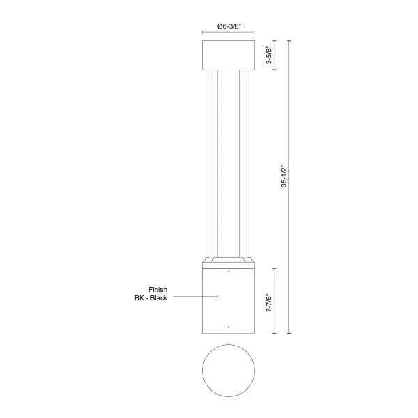Knox 36" Exterior Bollard in Matte Black - Image 4