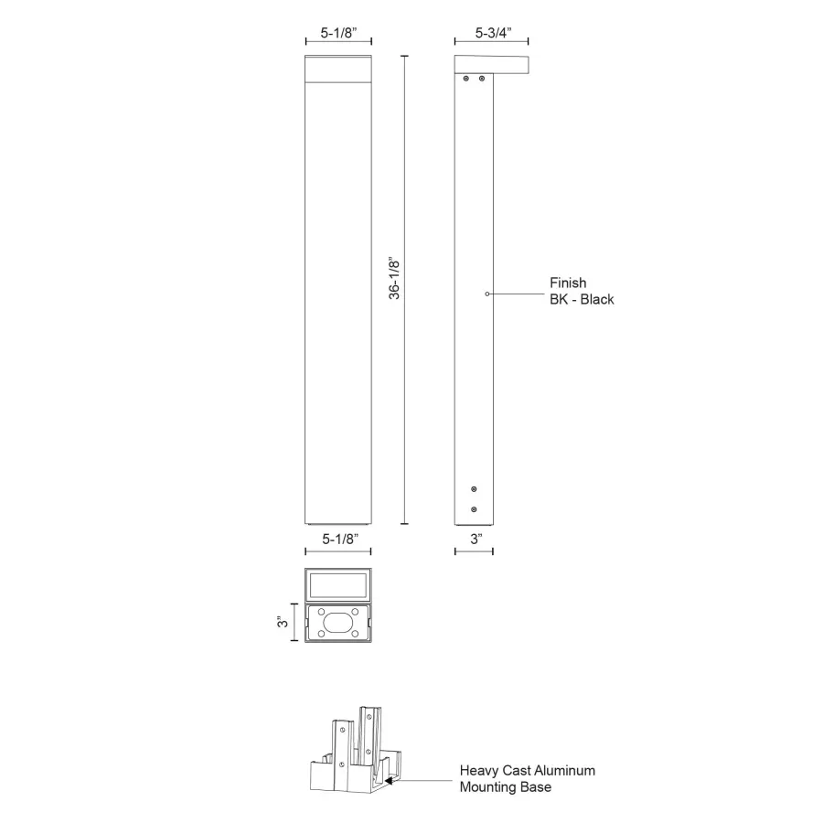 Evans 36-Inch Exterior Bollard in Matte Black - Image 7