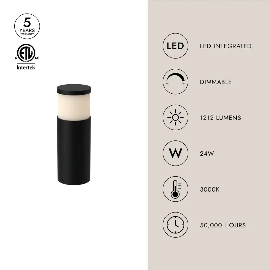 Chadworth 18" Exterior Bollard in Matte Black - Image 4