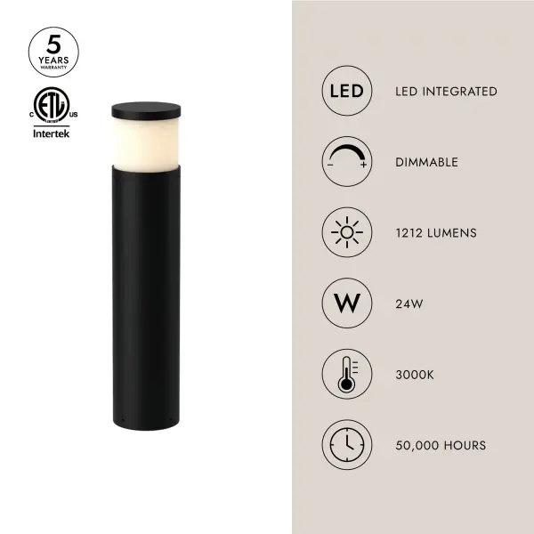 Chadworth 30" Exterior Bollard in Matte Black - Image 3