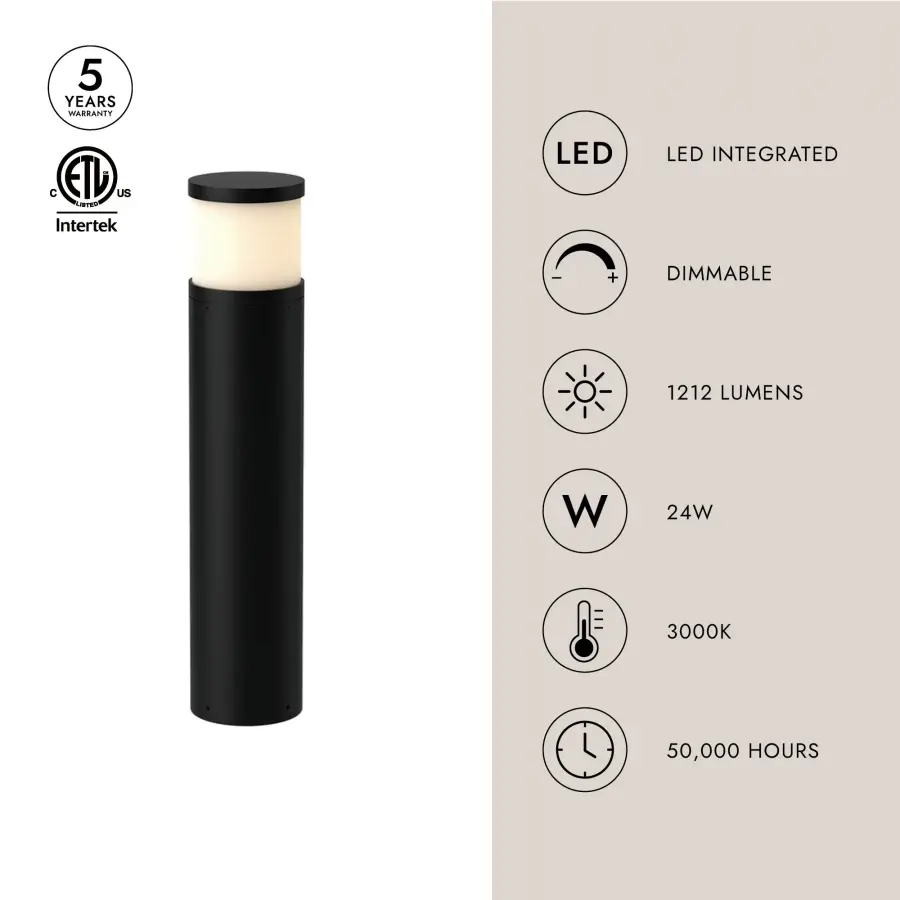 Chadworth 30" Exterior Bollard in Matte Black - Image 3