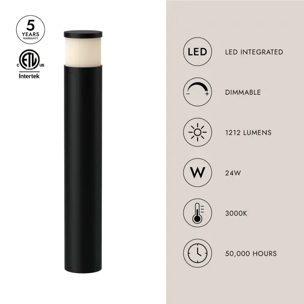 Chadworth 40" Exterior Bollard in Matte Black - Image 4