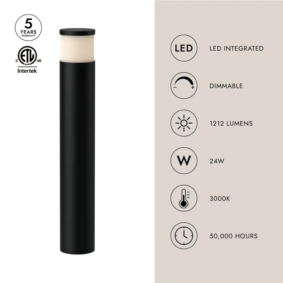 Chadworth 40" Exterior Bollard in Matte Black - Image 4