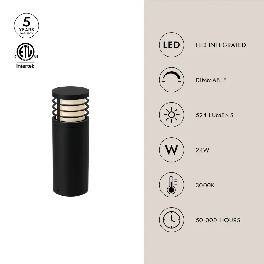 Blaine 18" Exterior Bollard in Matte Black - Image 3
