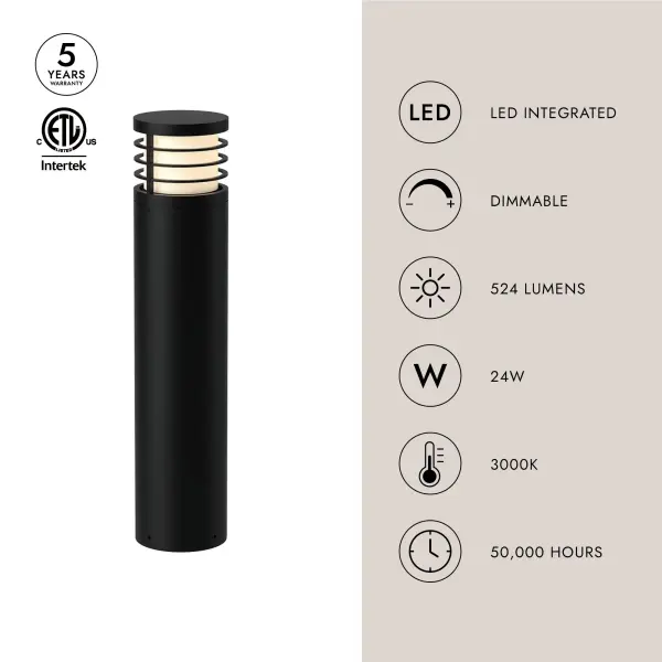 Blaine 29" Exterior Bollard in Matte Black - Image 3