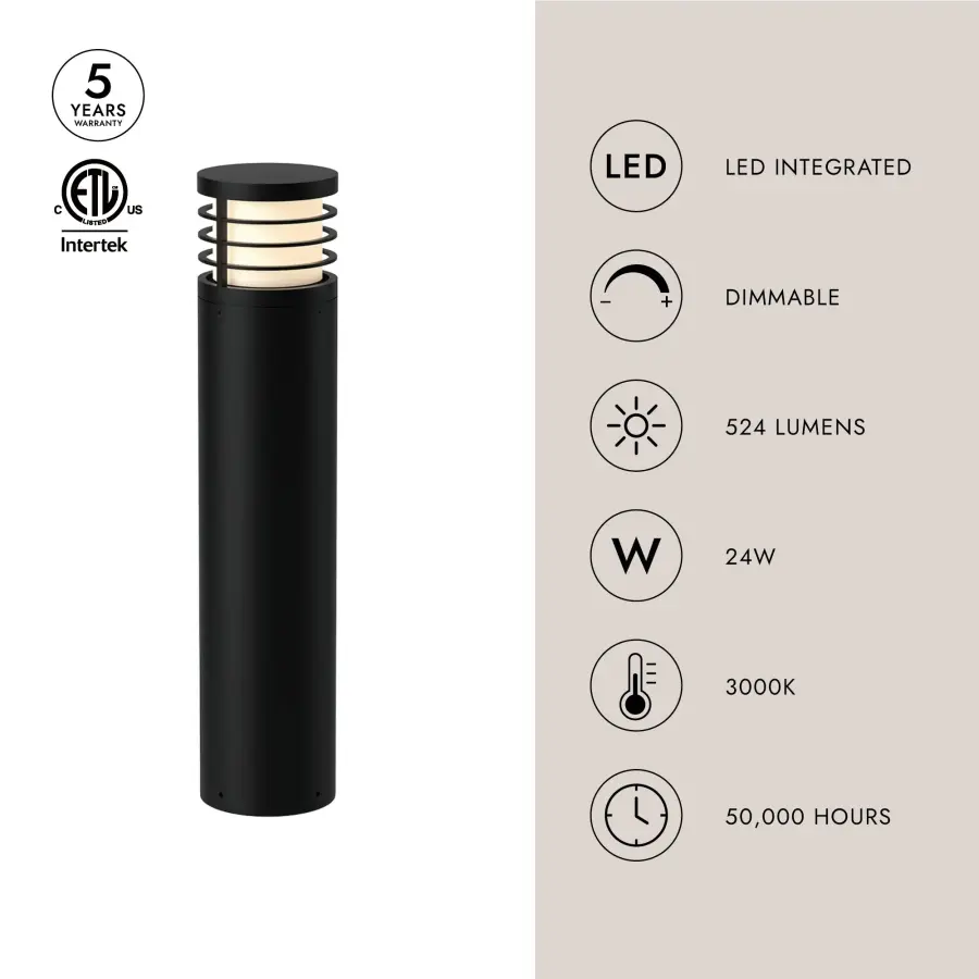 Blaine 29" Exterior Bollard in Matte Black - Image 3