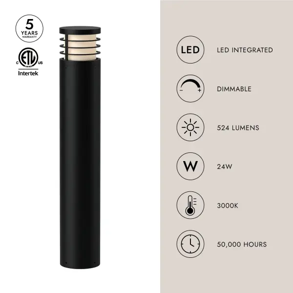 Blaine 37" Exterior Bollard in Matte Black - Image 3