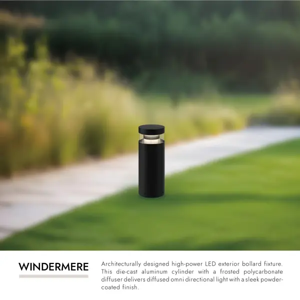 Windermere 16" Exterior Bollard in Matte Black - Image 3