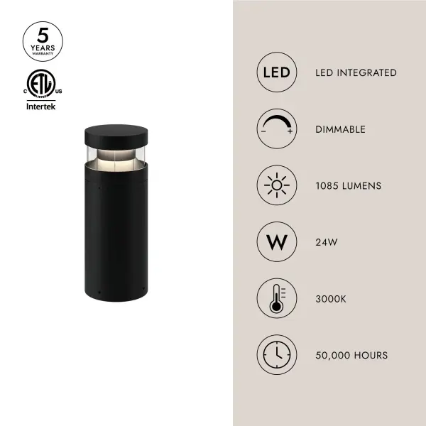 Windermere 16" Exterior Bollard in Matte Black - Image 4
