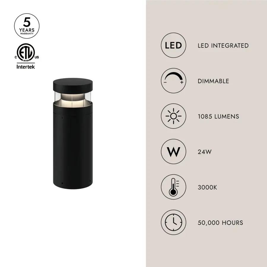 Windermere 16" Exterior Bollard in Matte Black - Image 4