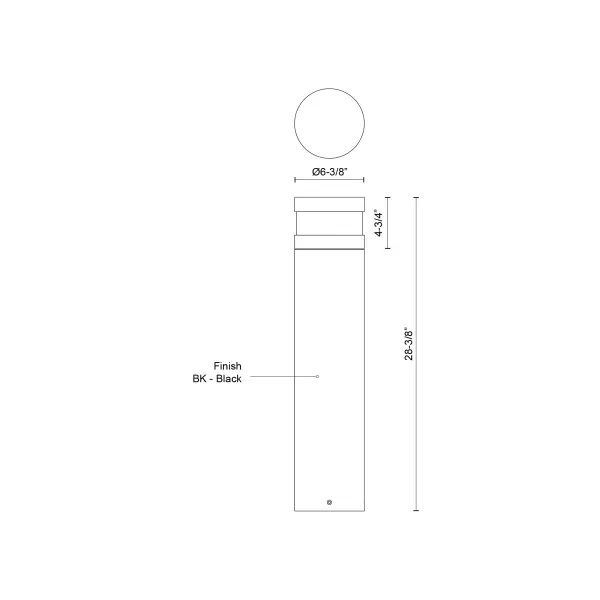 Windermere 28" Exterior Bollard in Matte Black - Image 5