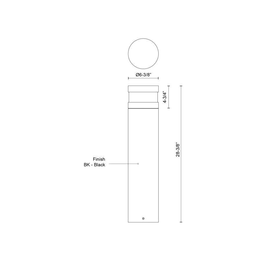 Windermere 28" Exterior Bollard in Matte Black - Image 5