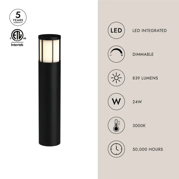 Alden 31-Inch Exterior Bollard in Matte Black - Image 4