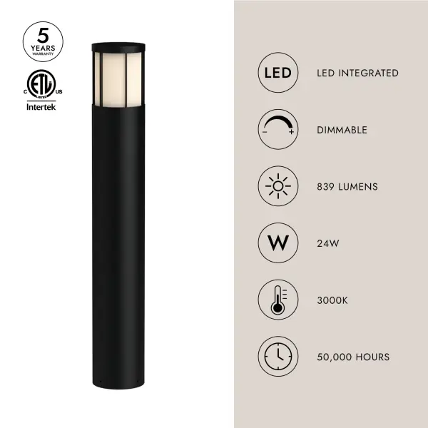 Alden 41-Inch Exterior Bollard in Matte Black - Image 3