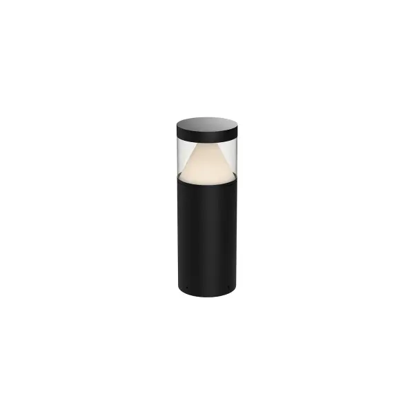 The Hanover 18" bollard combines architectural sophistication with high-performance LED technology. Its die-cast aluminum construction and unique pyramid-shaped clear glass diffuser create striking omni-directional illumination for walkways and paths.