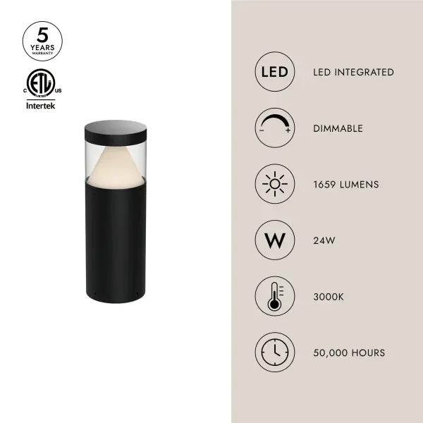 Hanover 18" Exterior Bollard in Matte Black - Image 3