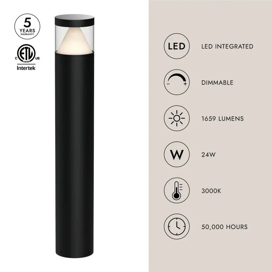 Hanover 40" Exterior LED Bollard in Matte Black - Image 3