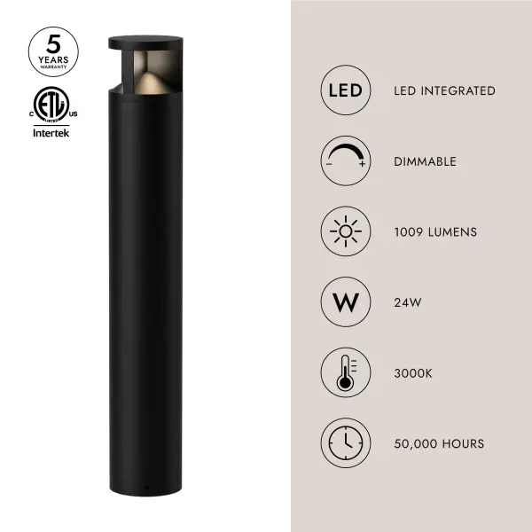 Glen 39" Exterior Bollard in Matte Black - Image 3