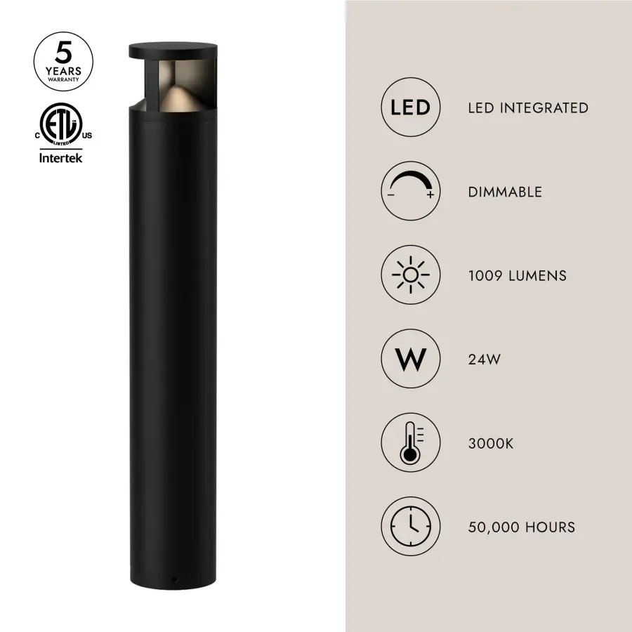 Glen 39" Exterior Bollard in Matte Black - Image 3