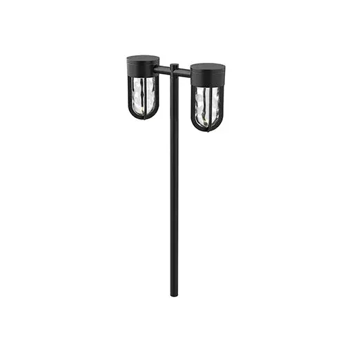 The Davy landscape light combines modern aesthetics with practical outdoor illumination. Its unique rounded metal frame with interior glass shell creates visual interest while providing warm 3000K LED lighting for walkways and paths.