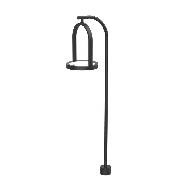 The Trek path light combines traditional lantern form with contemporary clean lines. Its circular LED frame provides balanced ambient lighting for walkways and gardens with energy-efficient 3000K warm white illumination.
